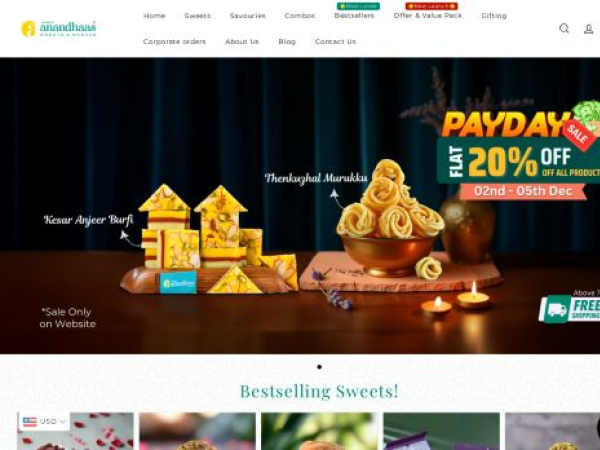 anandhaassweets.com